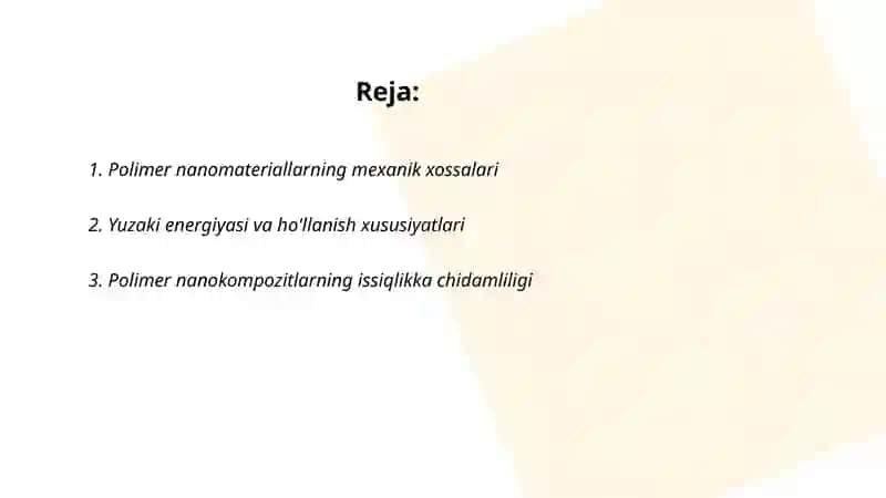 Polimer nanomateriallarning xossalari 2