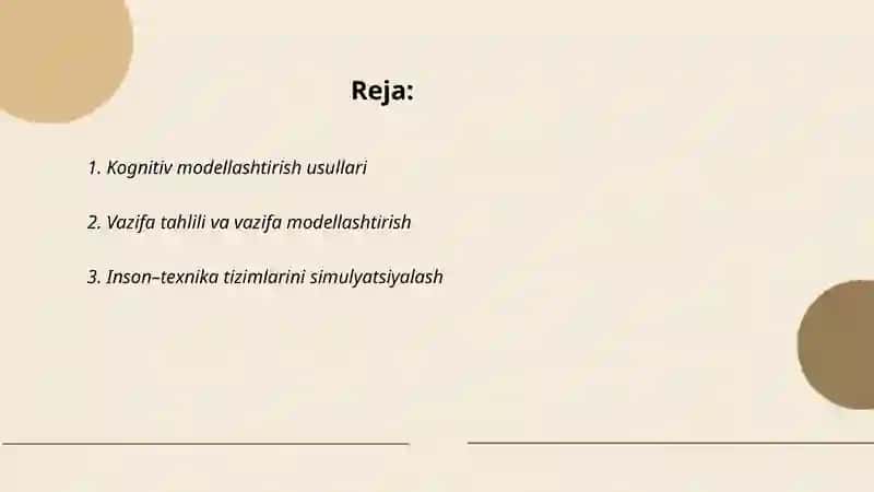 Muhandislik psixologiyasida modellashtirish metodlari 2