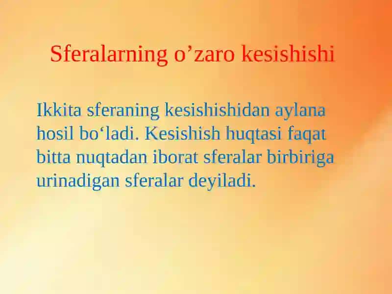 Sferalarning o’zaro kesishishi 2
