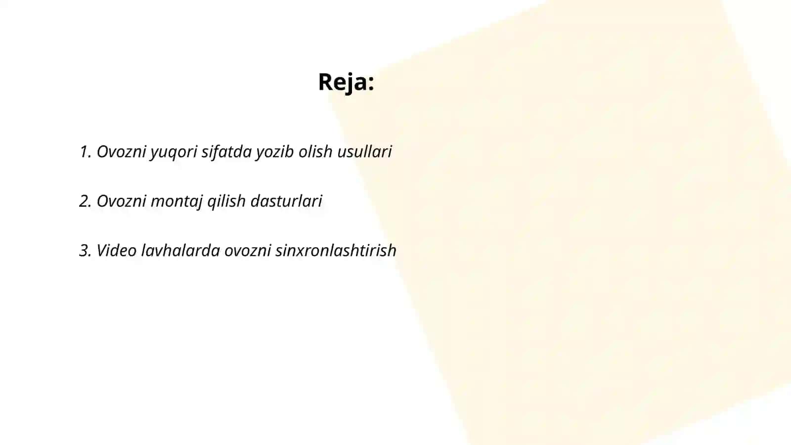 MS Power Pointda ovoz va video lavhalarga ishlov berish 2