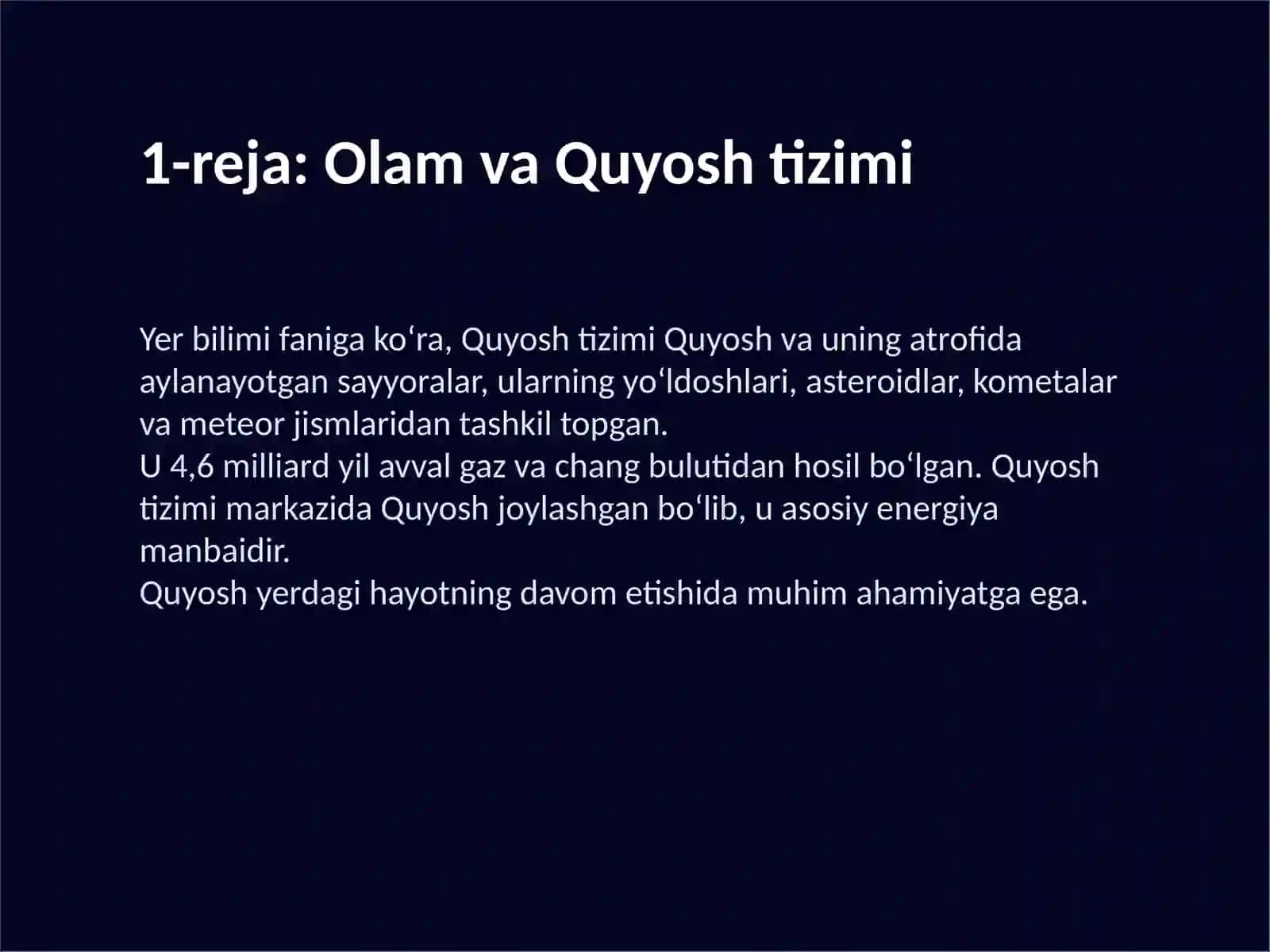 Quyosh tizimi va osmon jismlari 2