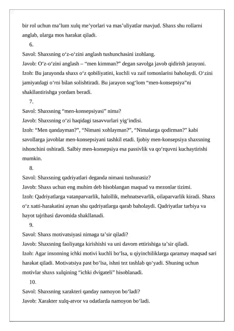 Shaxsning shakllanishi 2