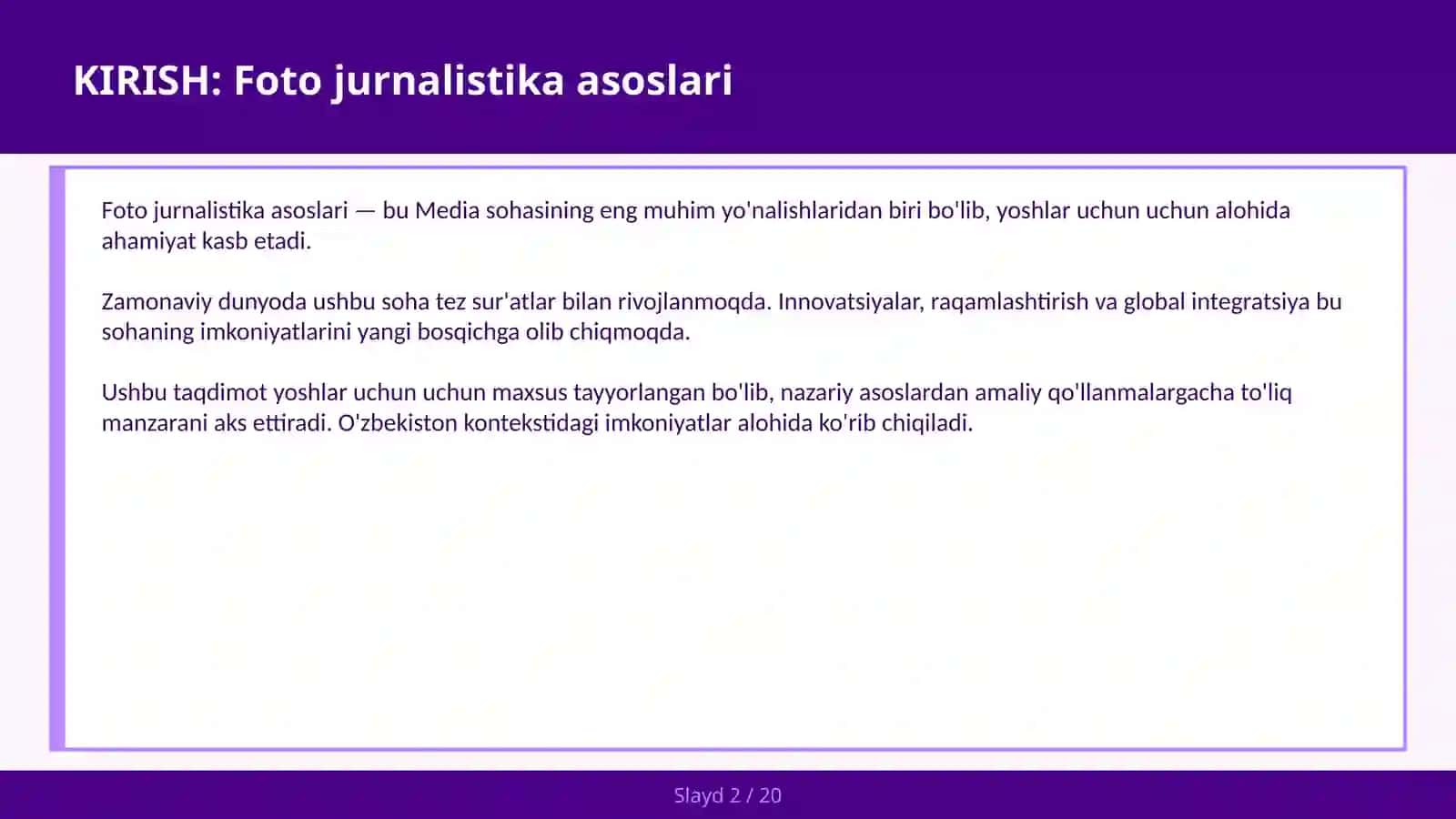 FOTO JURNALISTIKA ASOSLARI 2