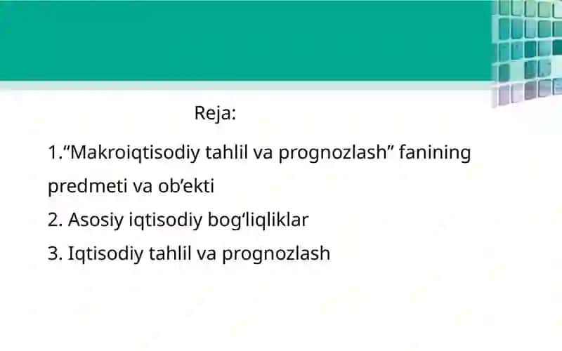 Iqtisodiy o'sishni prognozlash 2
