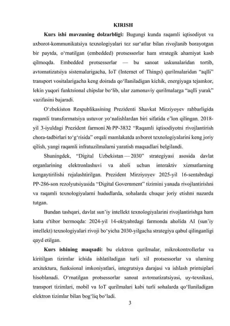 O‘rnatilgan Protseessorlarning Turlari va Rivojlanish Tendensiyalari 2