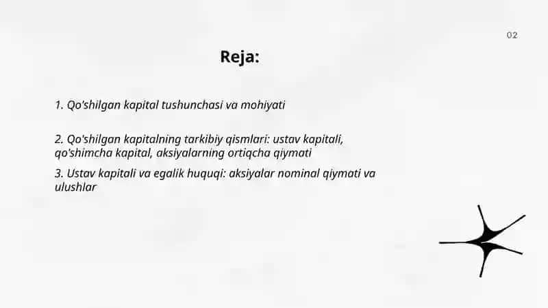 Qo'shilgan kapitalning tarkibi va uning hisobi 2