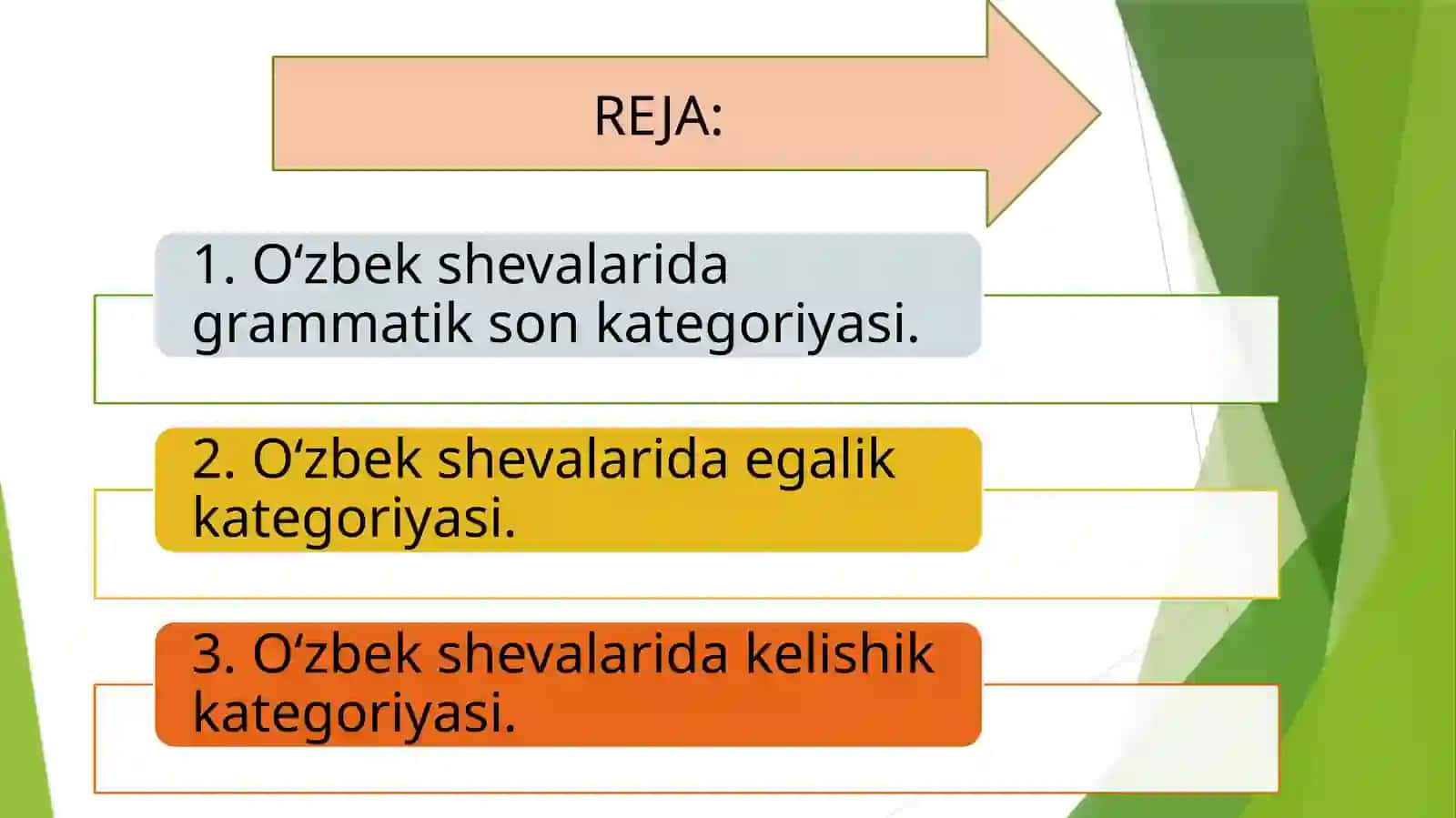 O‘ZBEK SHEVALARIMORFOLOGIYASI. OTGA XOS XUSUSIYATLAR 2