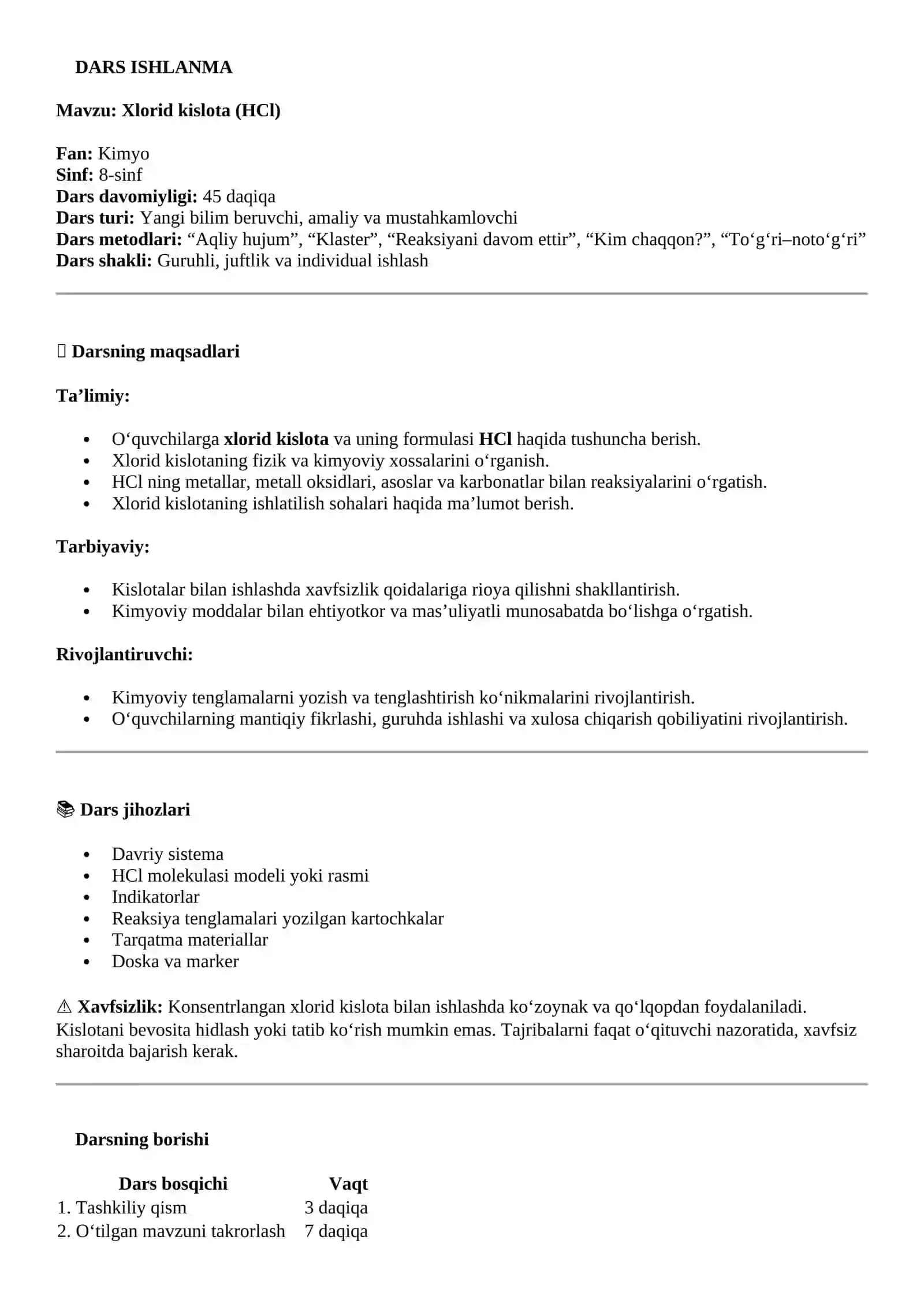 Xlorid kislota (HCl) 2