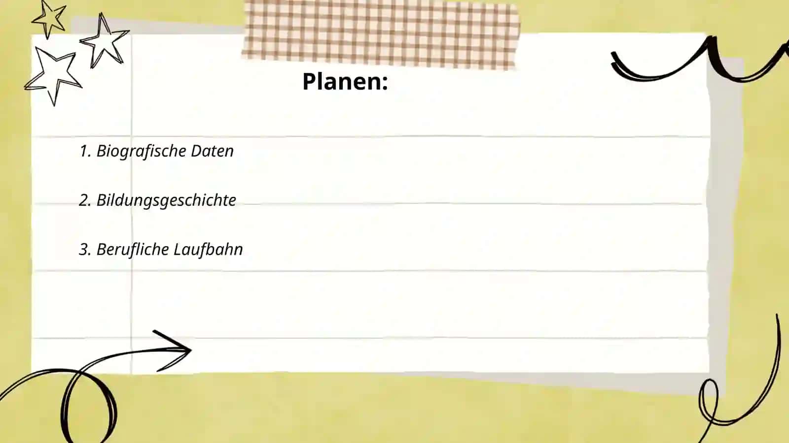 Einen Lebenslauf von einer bekannten Person schreiben 2