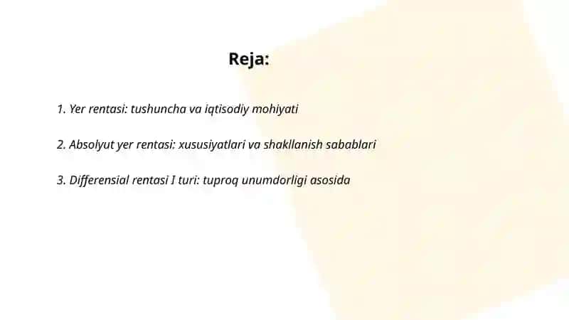 Yer rentasi va uning turlari 2