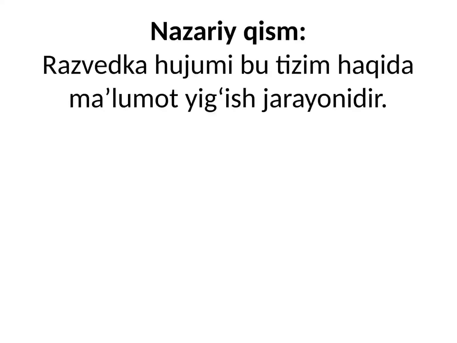Razvedka hujumi (Reconnaissance Attack) 2