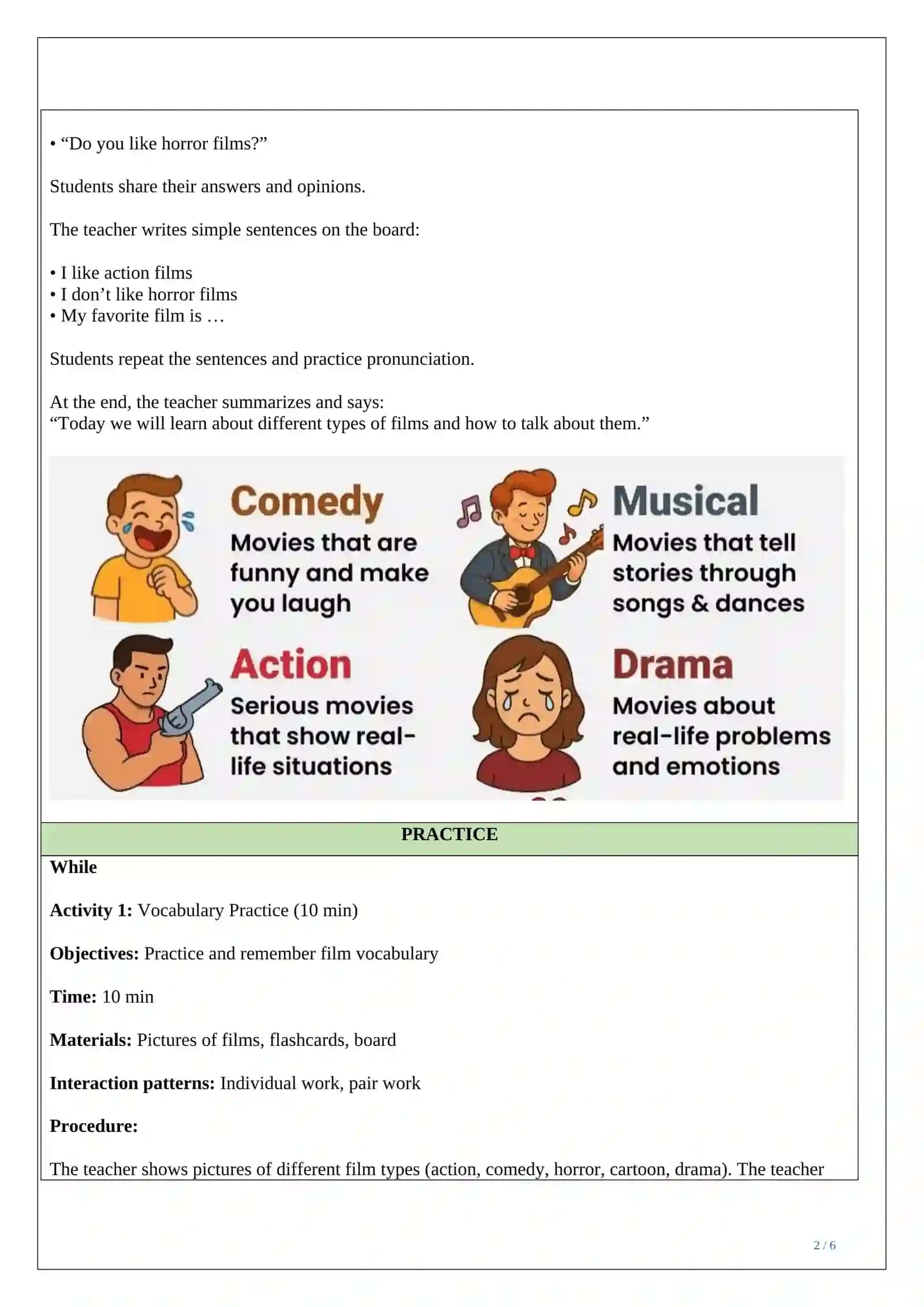 Lesson plan ESP What kind of films do you like 2