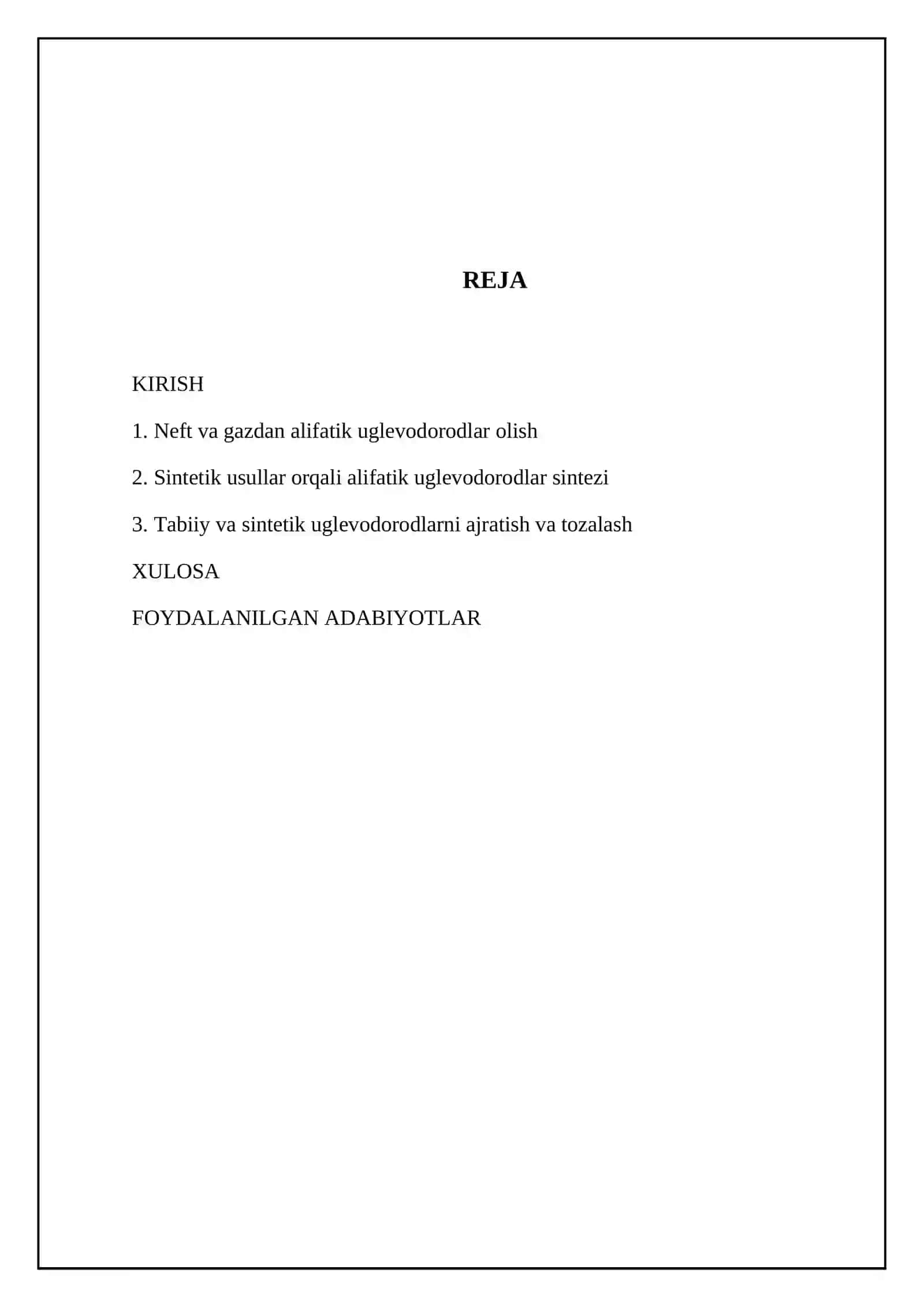 Alifatik uglevodorodlarning olinish usullari 2