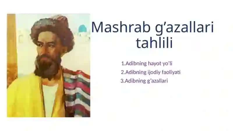 Mashrab g’azallari tahlili 2