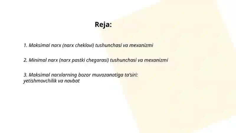 Bozor muvozanati maksimal va minimal narxlar 2