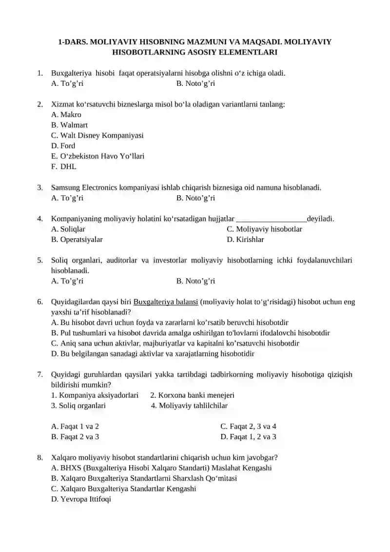 Buxgalteriya hisobiga kirish 2