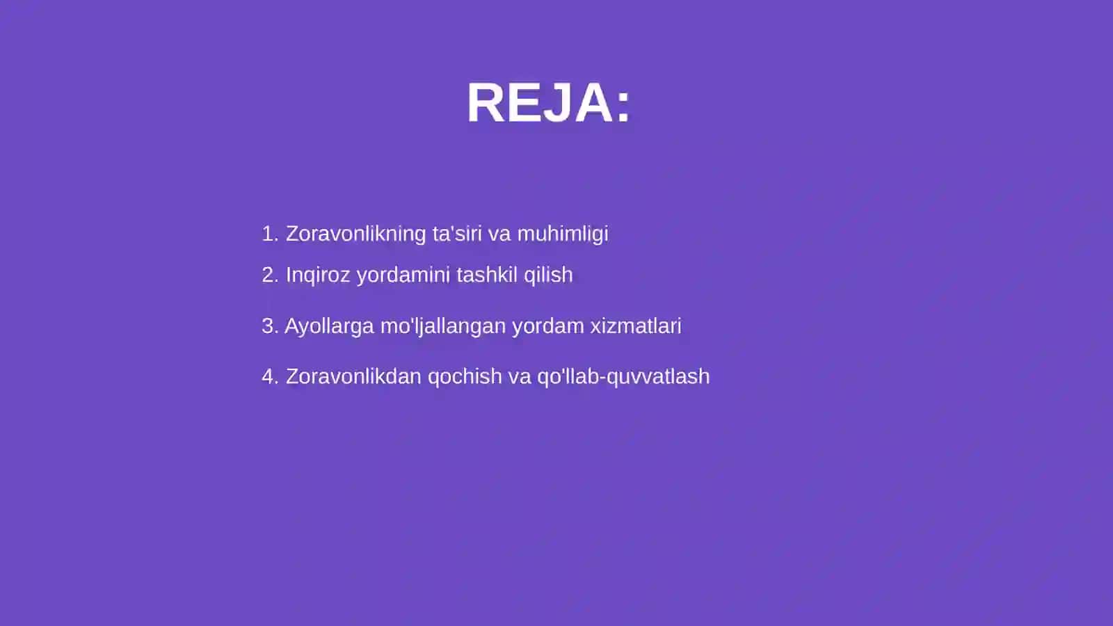 Zoravonlikka uchragan ayollarga inqiroz yordami 2
