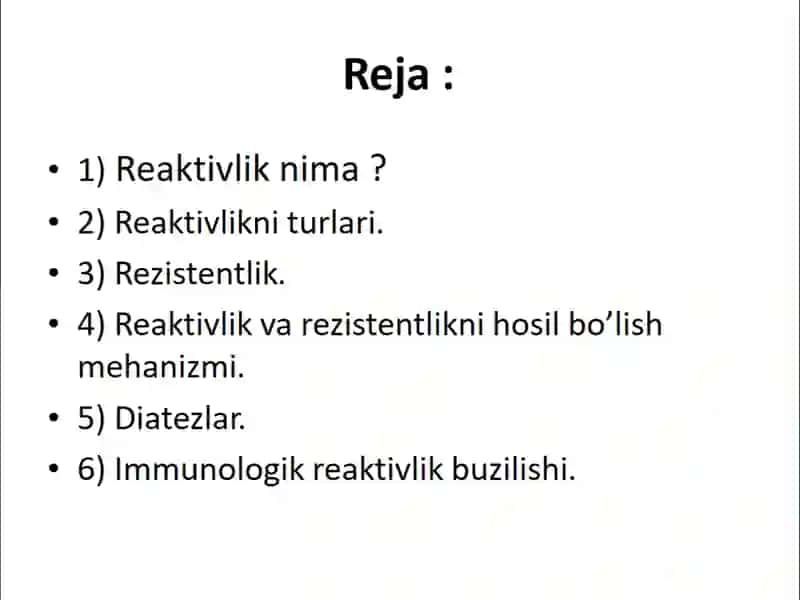 Patologiyada reaktivlik va rezistentlik 2