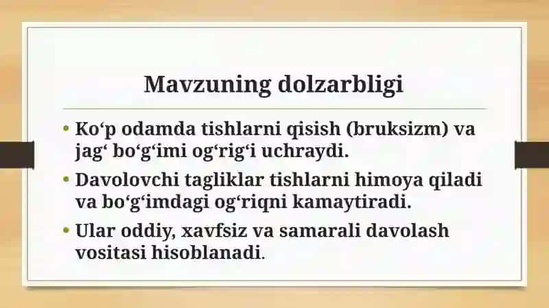 Stomatologiyada davolovchi tagliklar 2