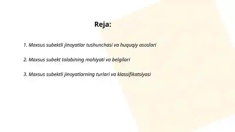 Maxsus subektli jinoyatlar 2