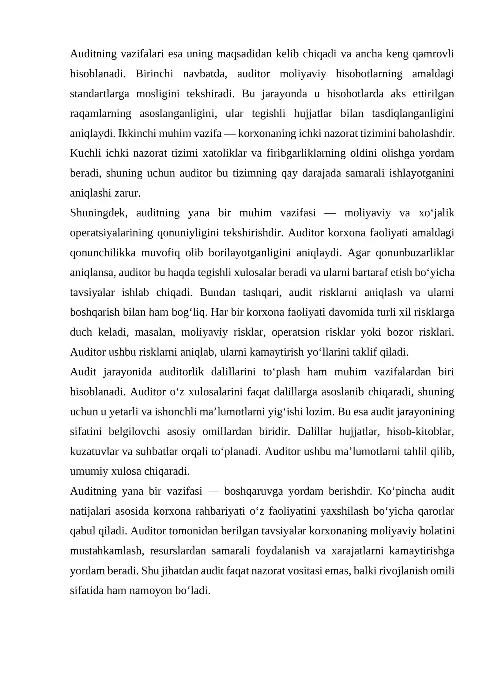 Auditning mohiyati, uning maqsadi va vazifalari 2