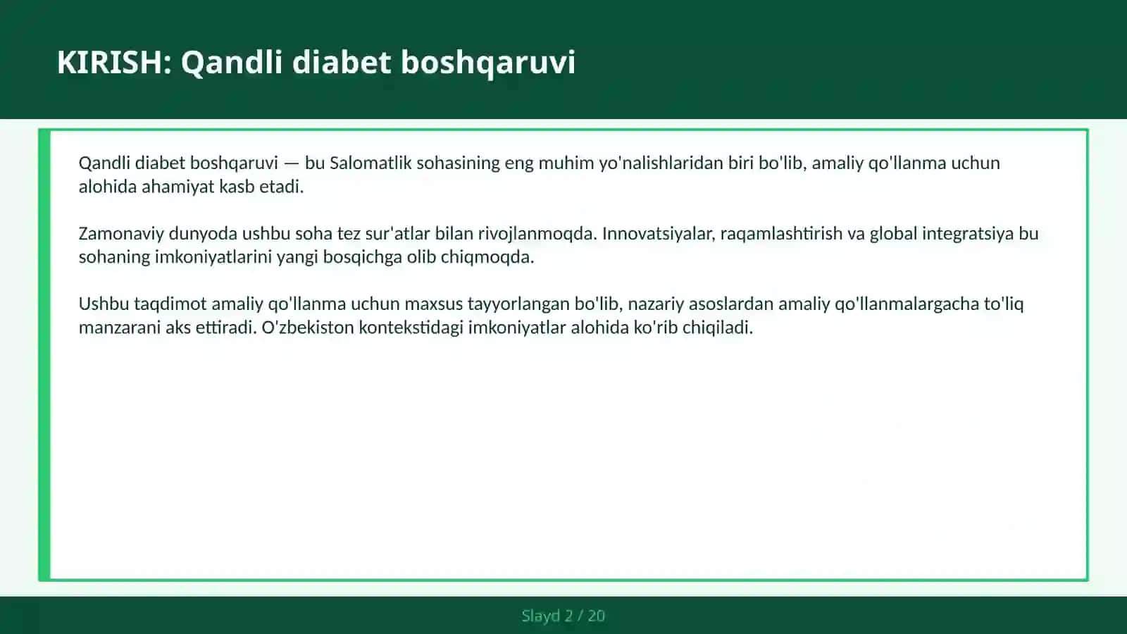 QANDLI DIABET BOSHQARUVI 2
