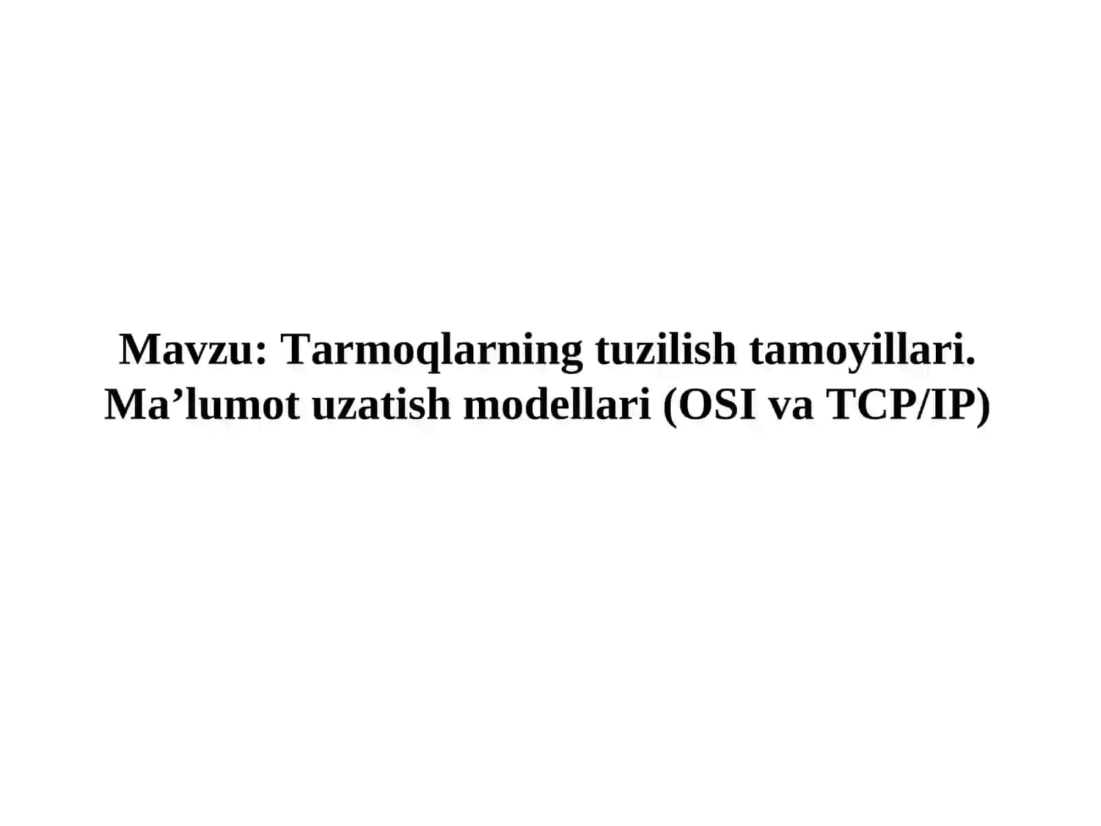 Tarmoqni dasturlashasoslari 2
