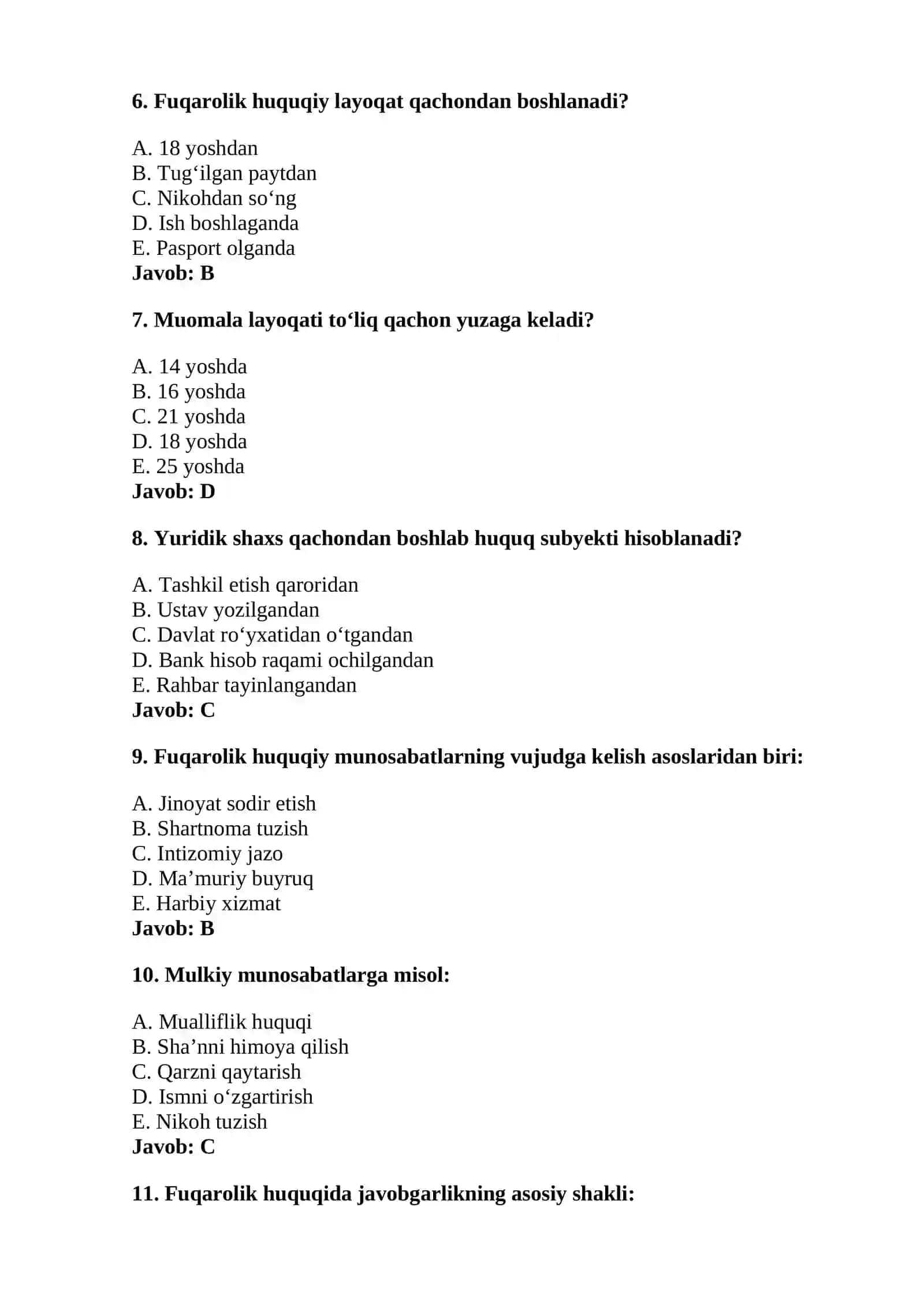 Fuqarolik huquqi fanidan test -3 2