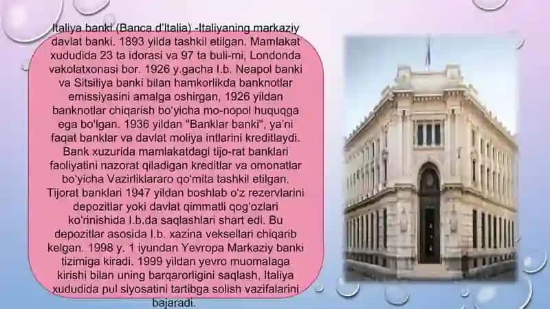 ITALIYA BANK TIZIMI 2
