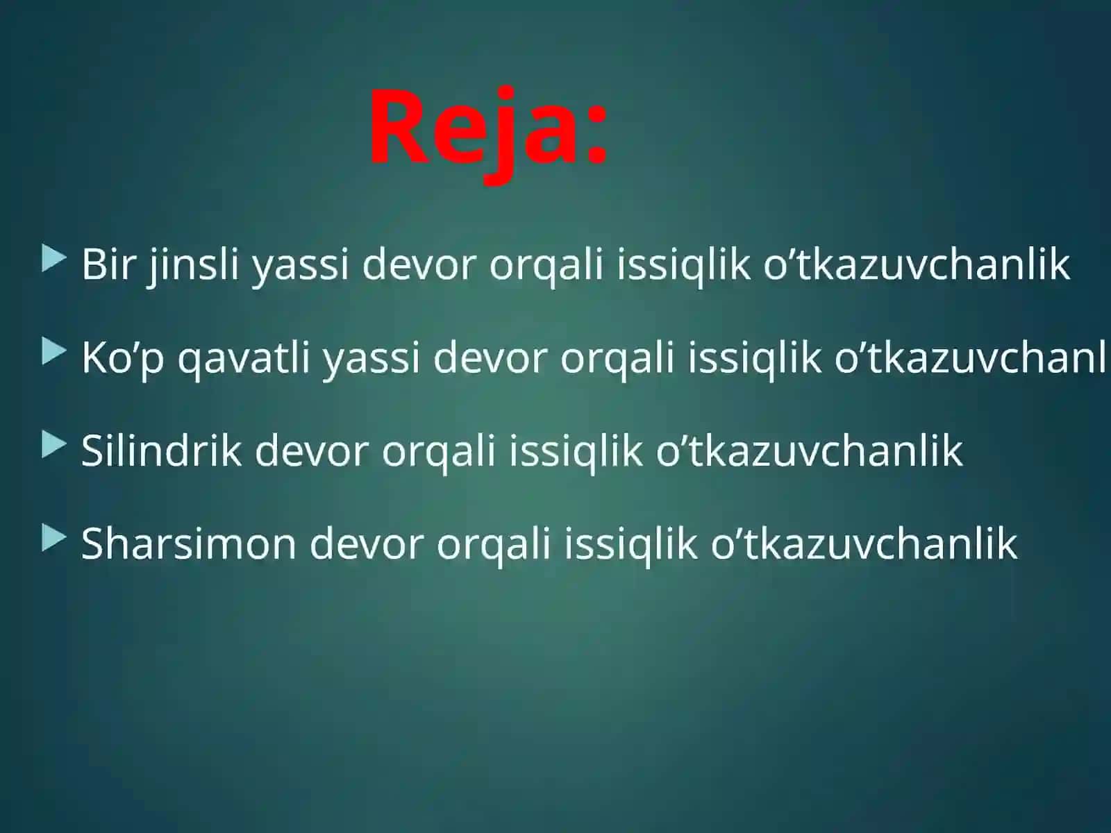 Issiqlik o'tkazuvchanlik 2