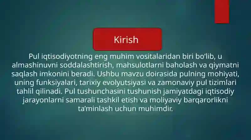 Pulning mohiyati va funksiyalari 2