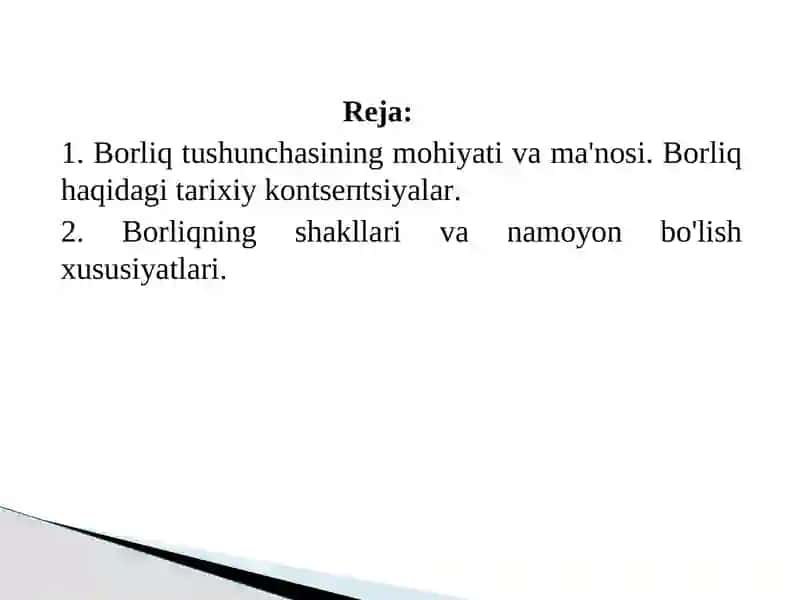 Borliq va uning asosiy shakllari 2