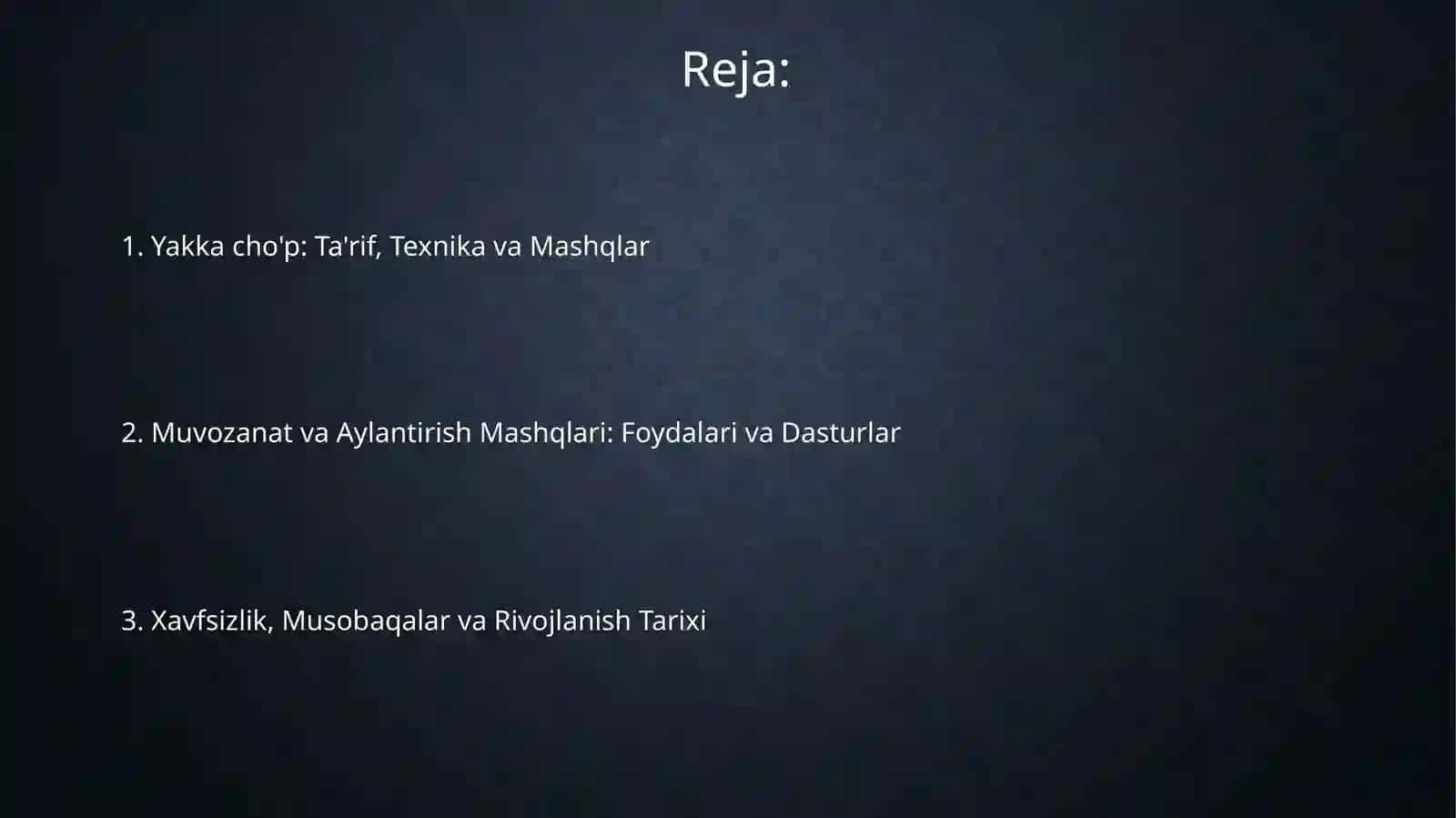 Yakka cho‘p: burilish, aylanish muvozanat ushlash mashqlari 2
