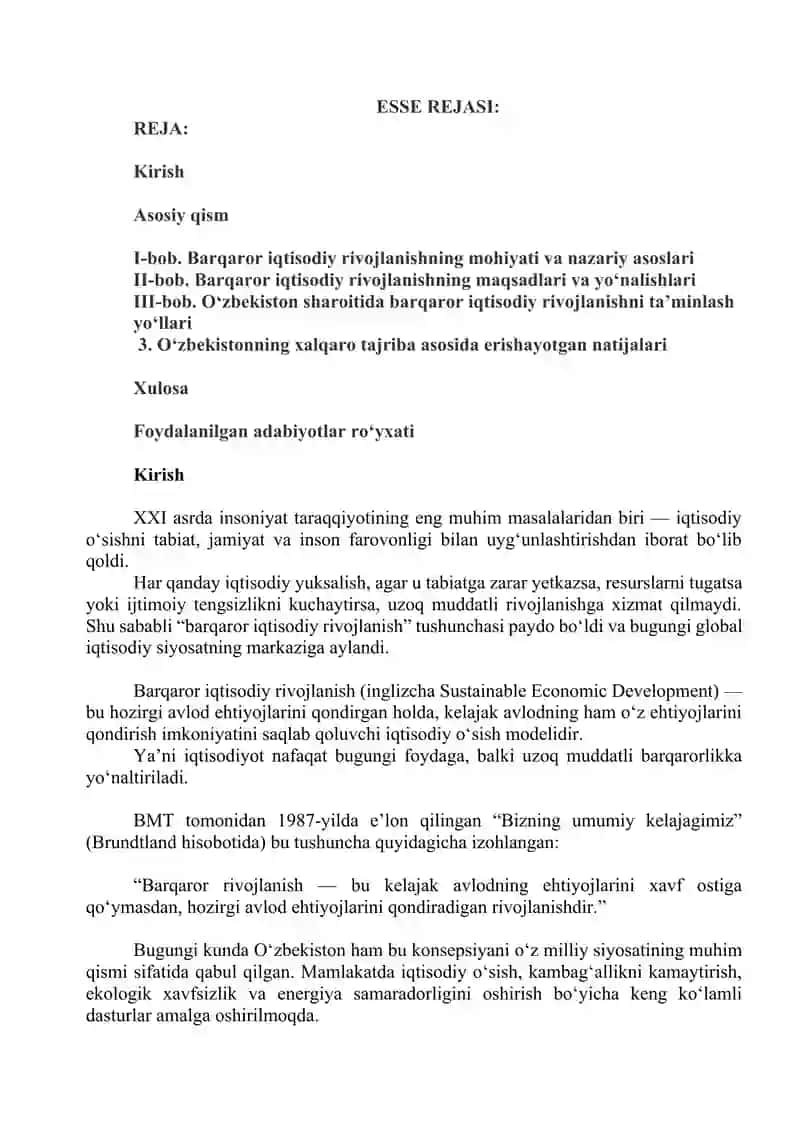 Barqaror iqtisodiy rivojlanish 2