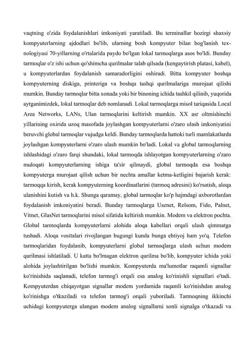 Tarmoq kompanentlari tarmoq arxitekturasi. Monitoring tarmog'i 2