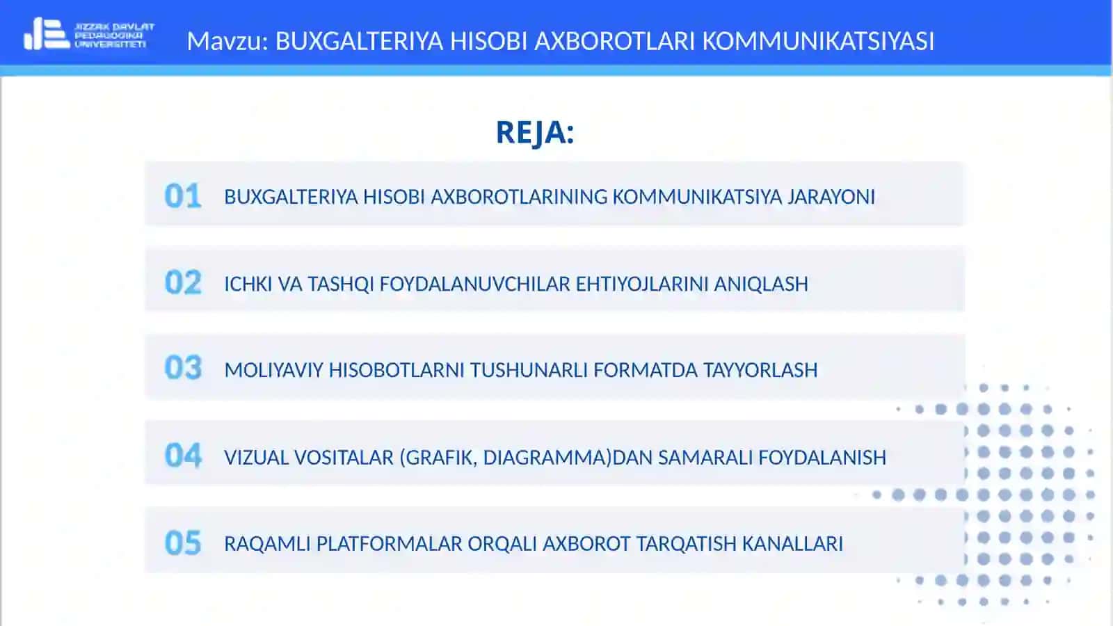 Buxgalteriya hisobi axborotlari kommunikatsiyasi 2