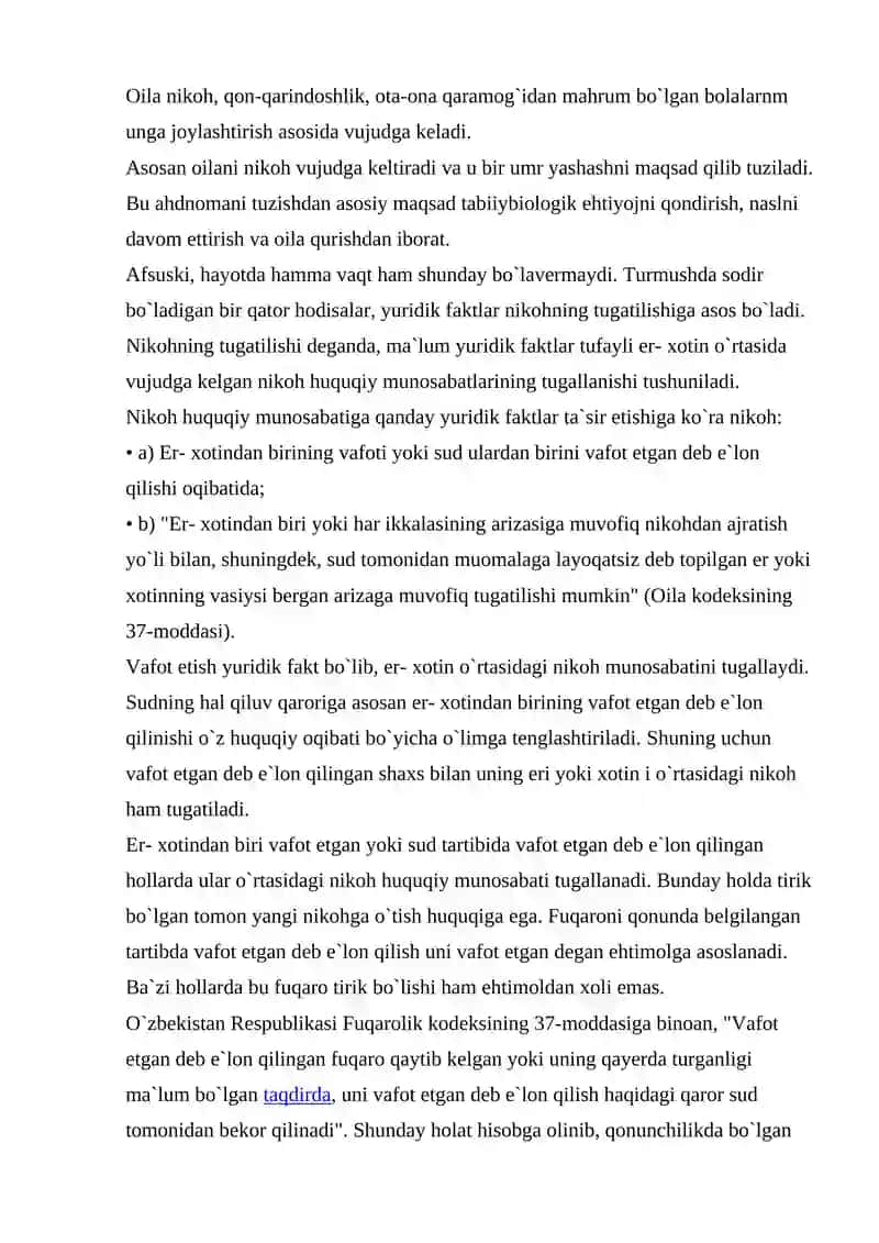 Nikohning Tugatilishi 2