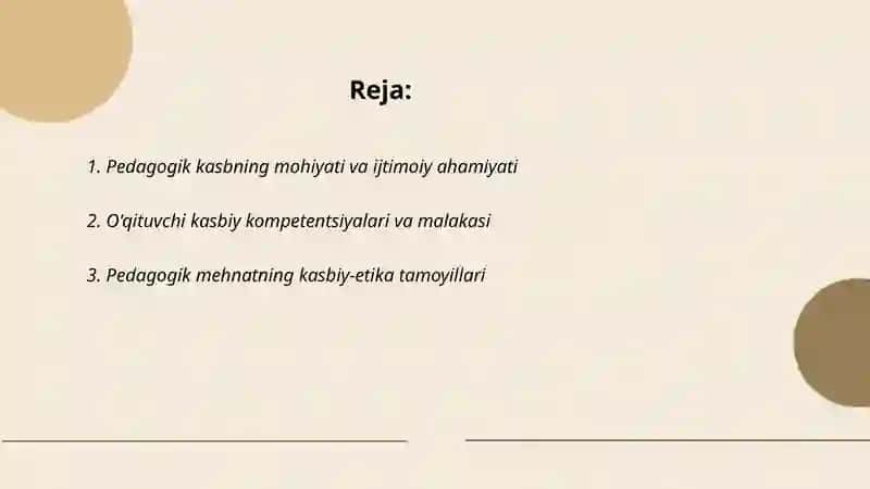 Pedagogik kasbi va faoliyat mazmuni 2