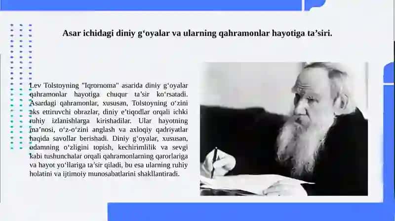 Lev Tolstoyning “Iqrornoma” asaridagi diniy e’tiqodlar 2