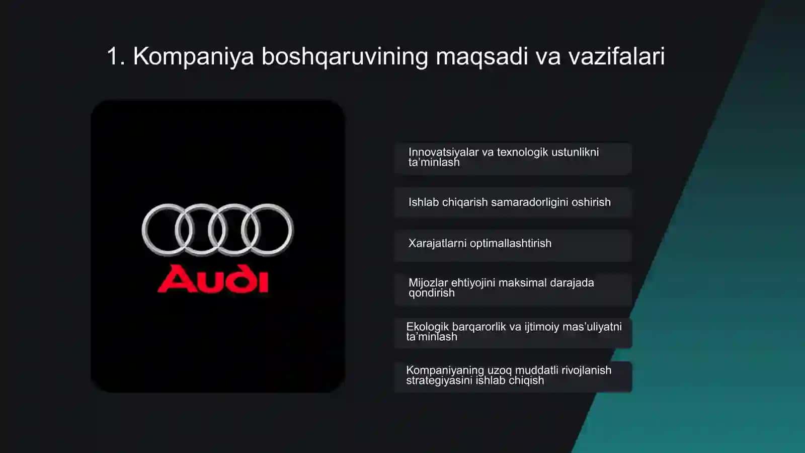 AUDI kompaniyasida menejmentning xususiyatlari 2