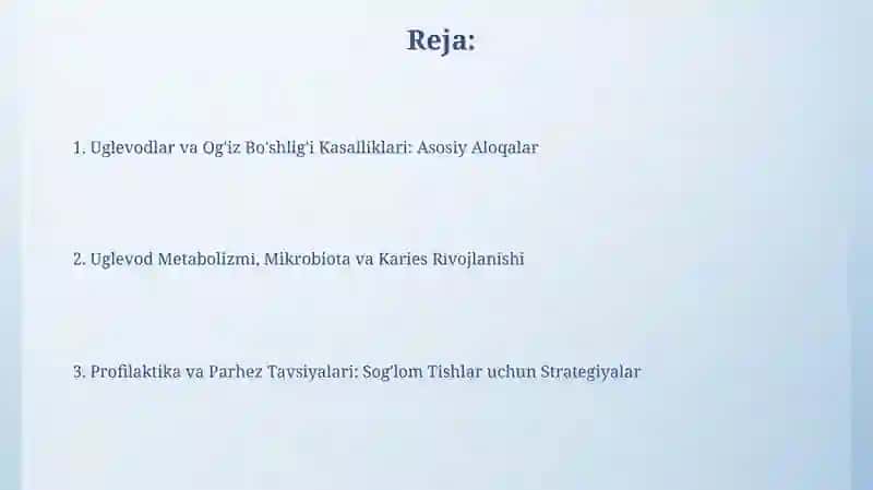 Uglevodlar va Qattiq To'qimalar Salomatligi 2