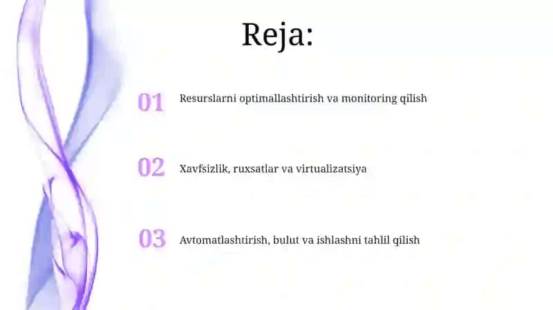 Tizim resurslari samarali boshqarish vaularni taqsimlash 2