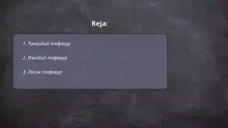 Танқидий тафакур 2