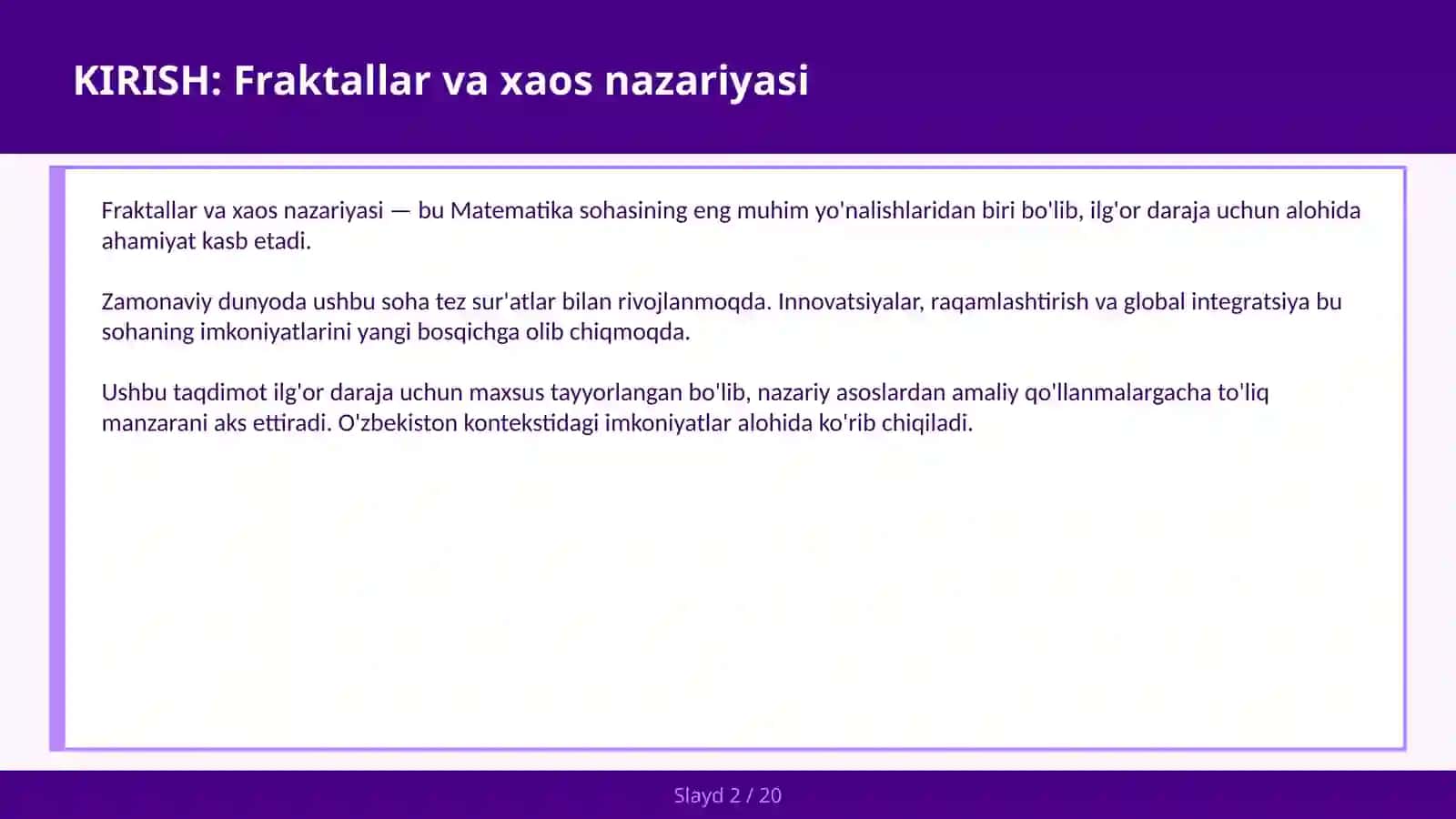 Fraktallar va xaos nazariyasi 2