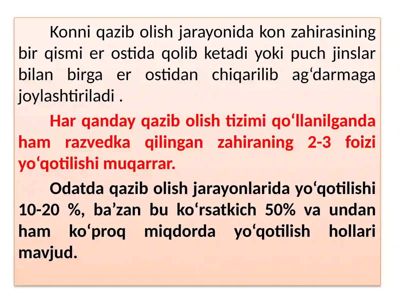 Rudaning miqdor yo‘qotilishi 2