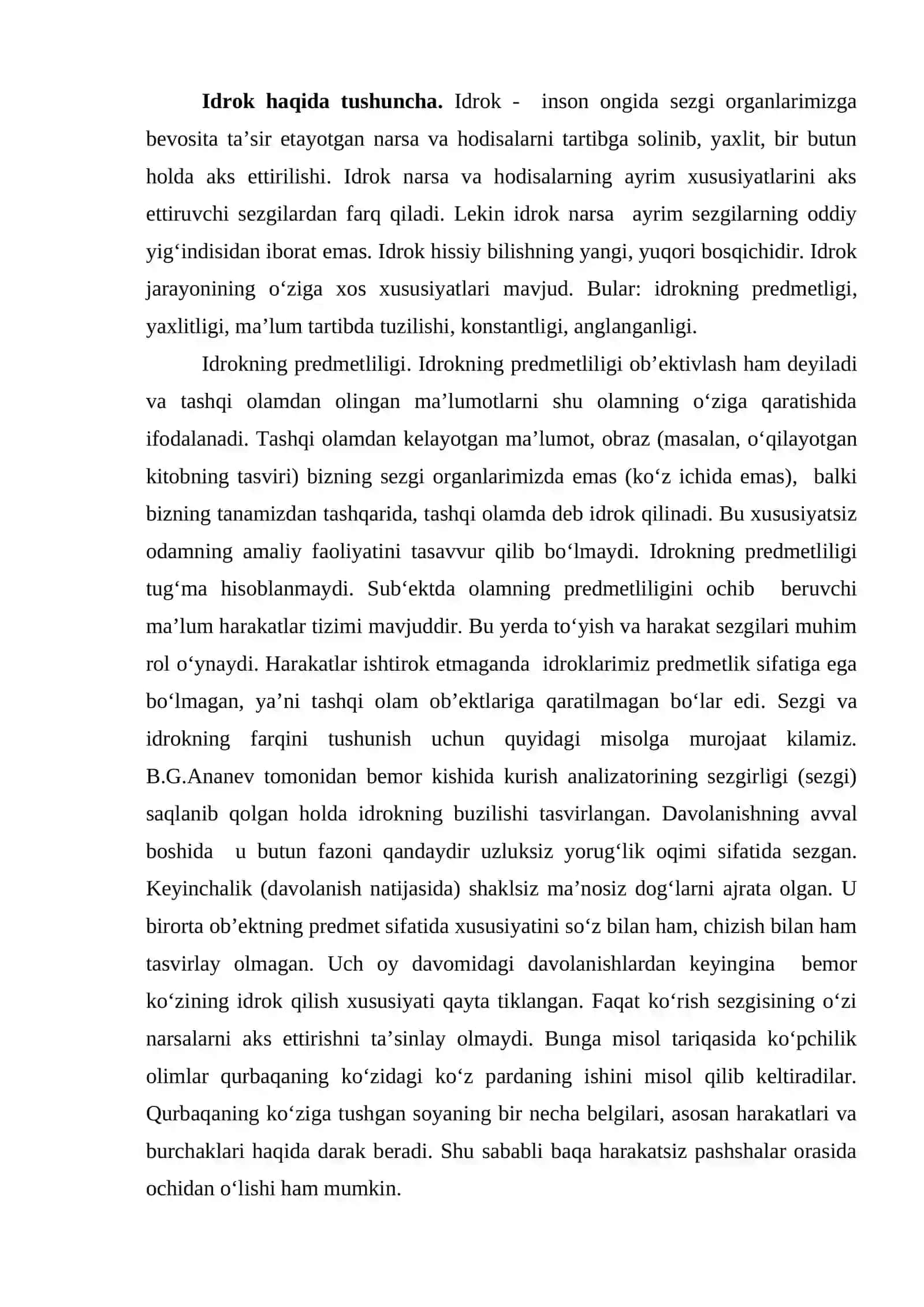 Idrok haqida tushuncha va uning xususiyatlari 2