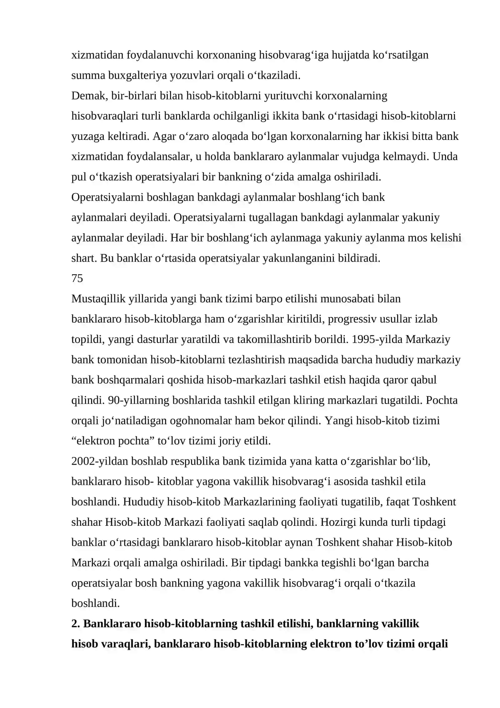 BANKLARARO HISOB-KITOBLAR 2