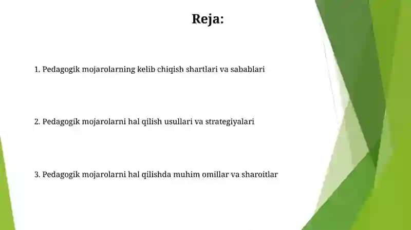 Pedagogik konfliktlarni bartaraf etish sharti va omillari 2