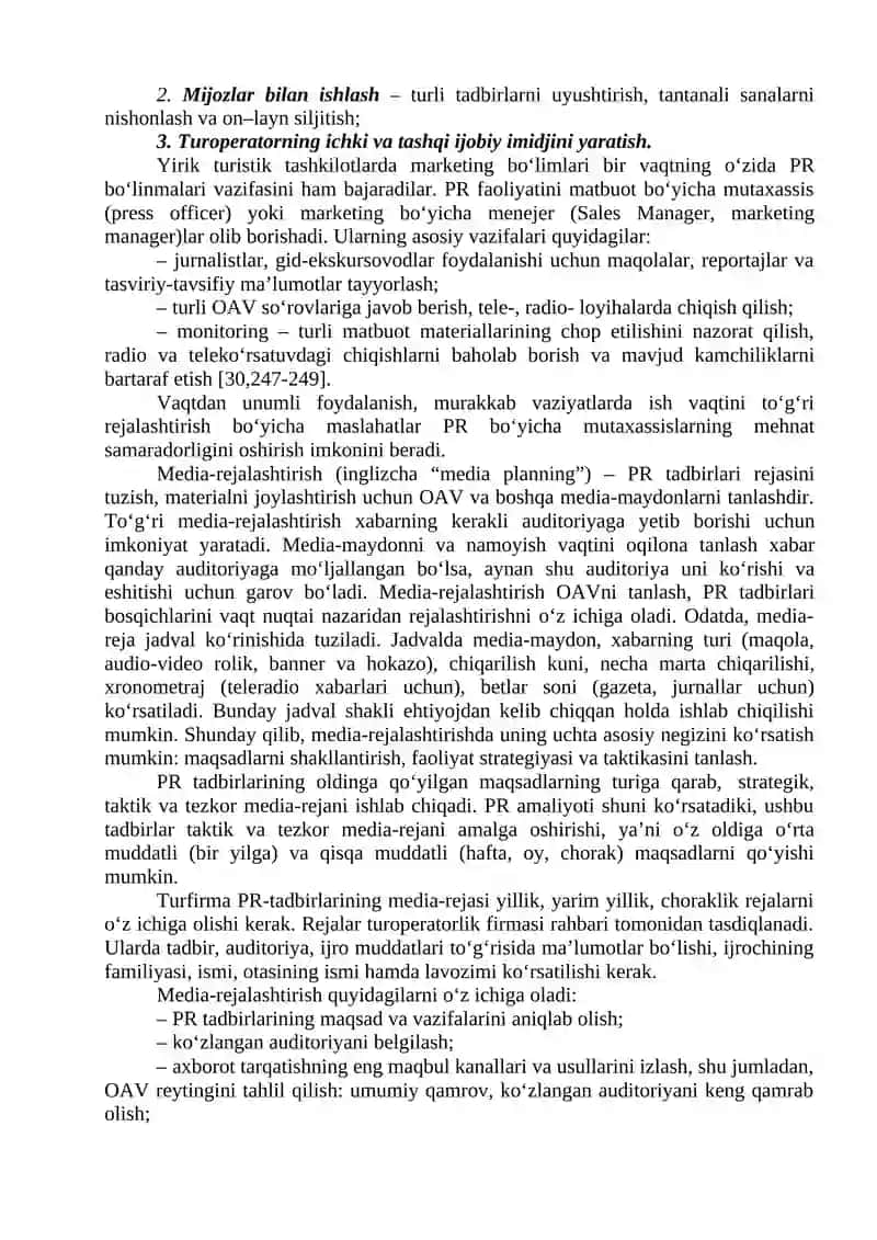 PRning turizm sohasidagi ahamiyati 2