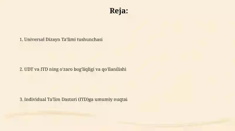 Universal Dizayn Ta’limi va Individual Ta’lim Reja 2